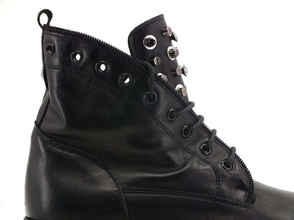 JIUDIT Stivaletto Anfibio Borchie Nero 5807