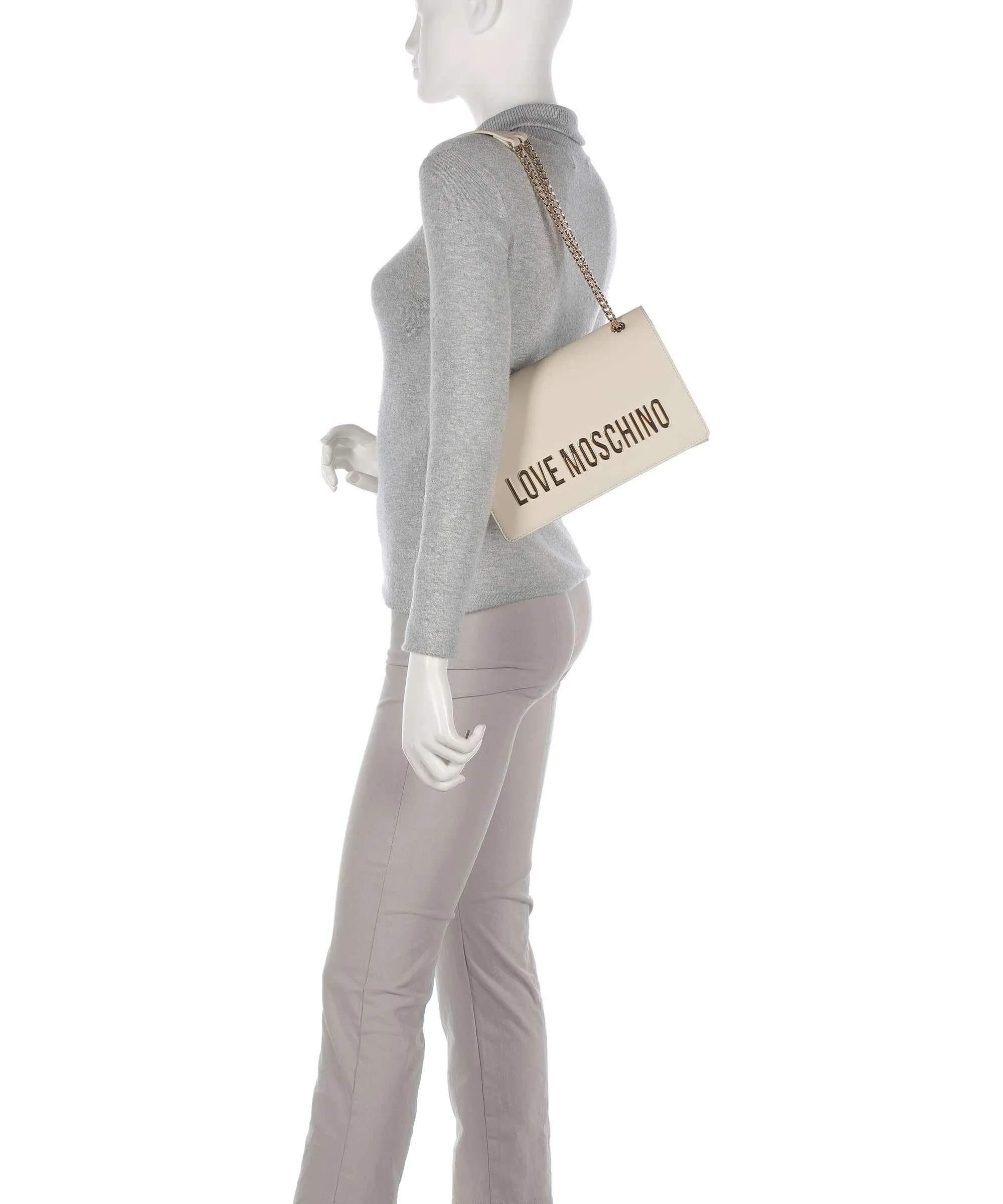  Love Moschino Bold Love Borsa a spalla pelle sintetica beige  