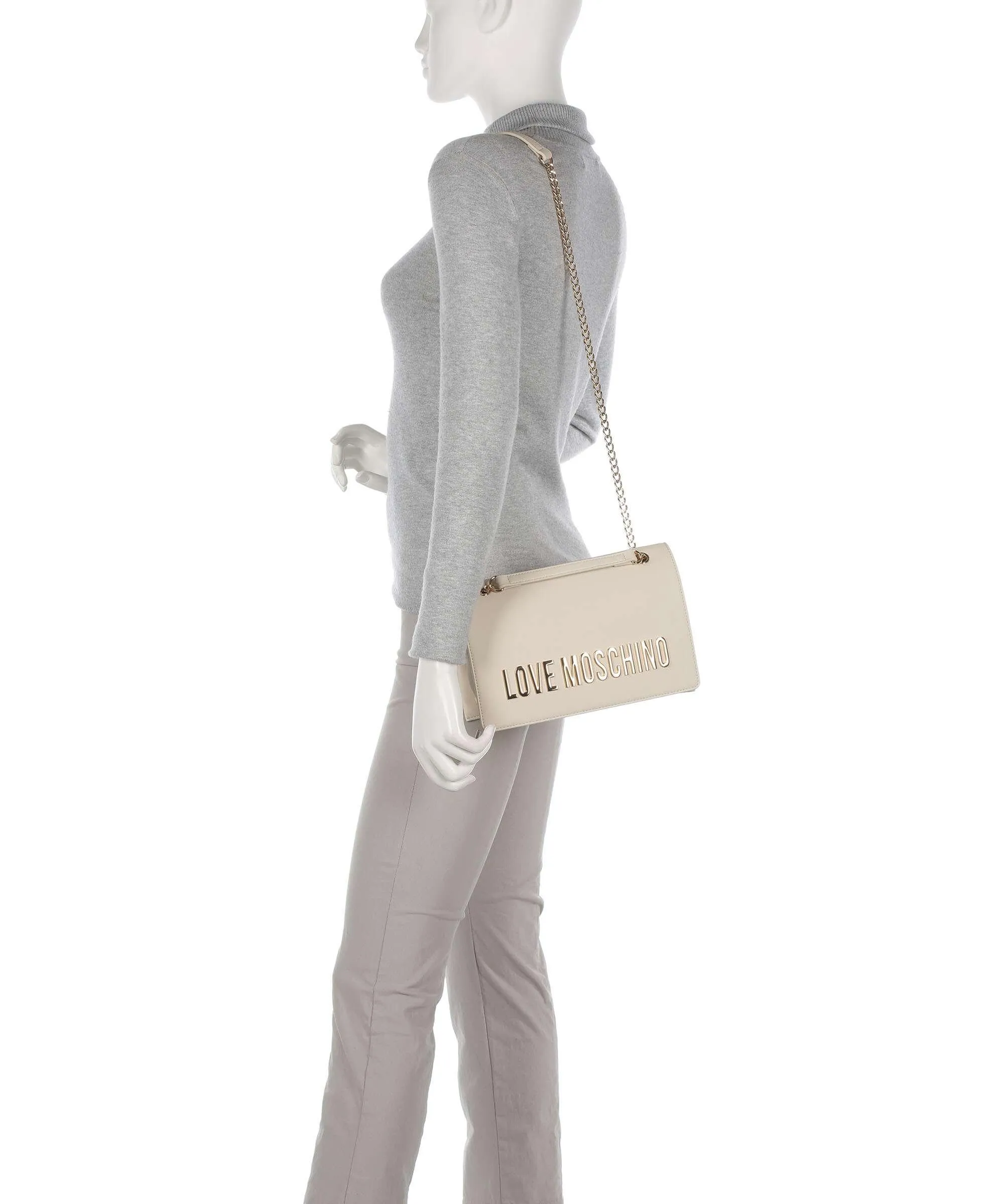  Love Moschino Bold Love Borsa a spalla pelle sintetica beige  