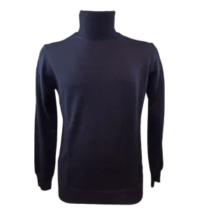 MAGLIA BLU COLLO ALTO IN LANA
