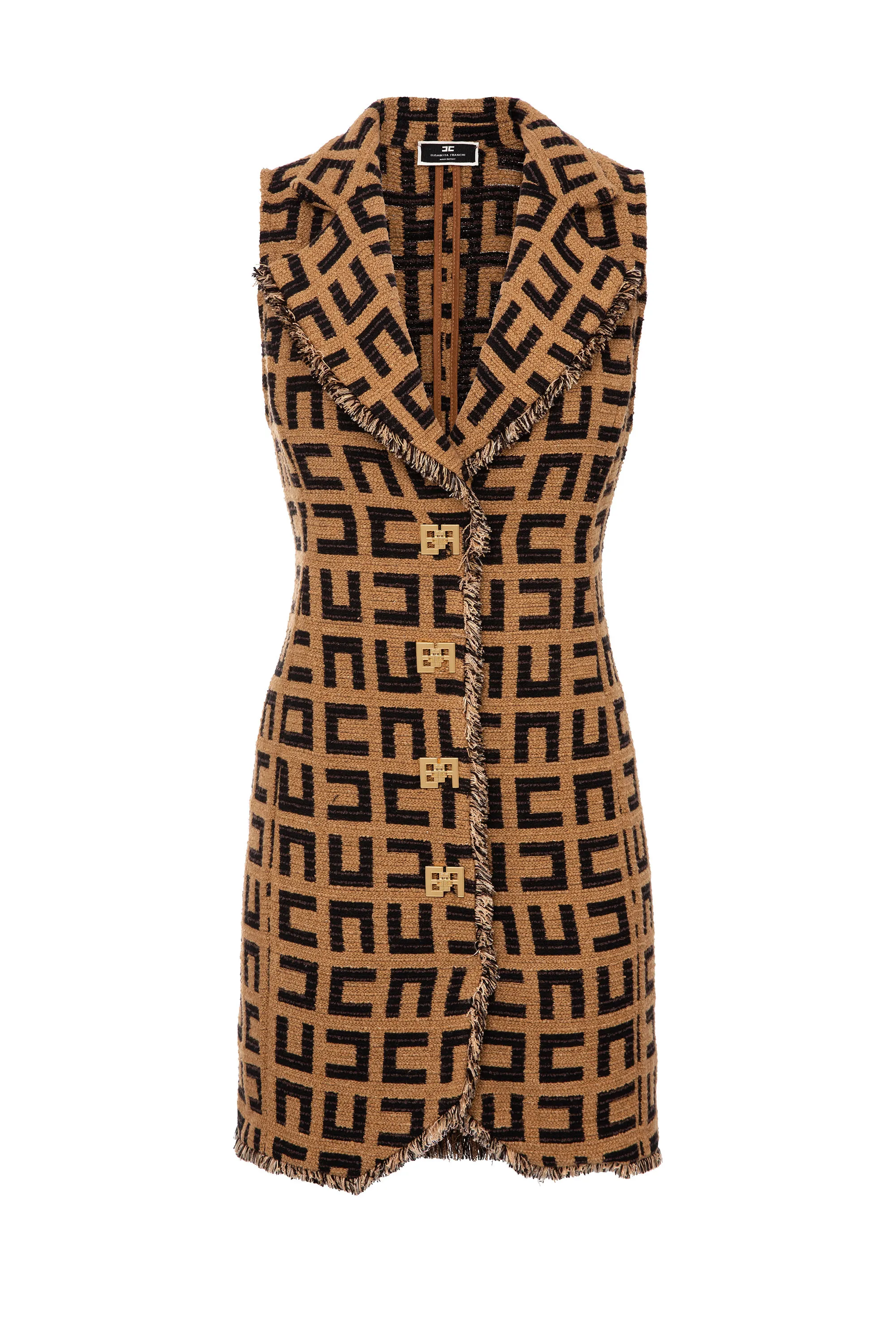 Miniabito smanicato in tweed jacquard