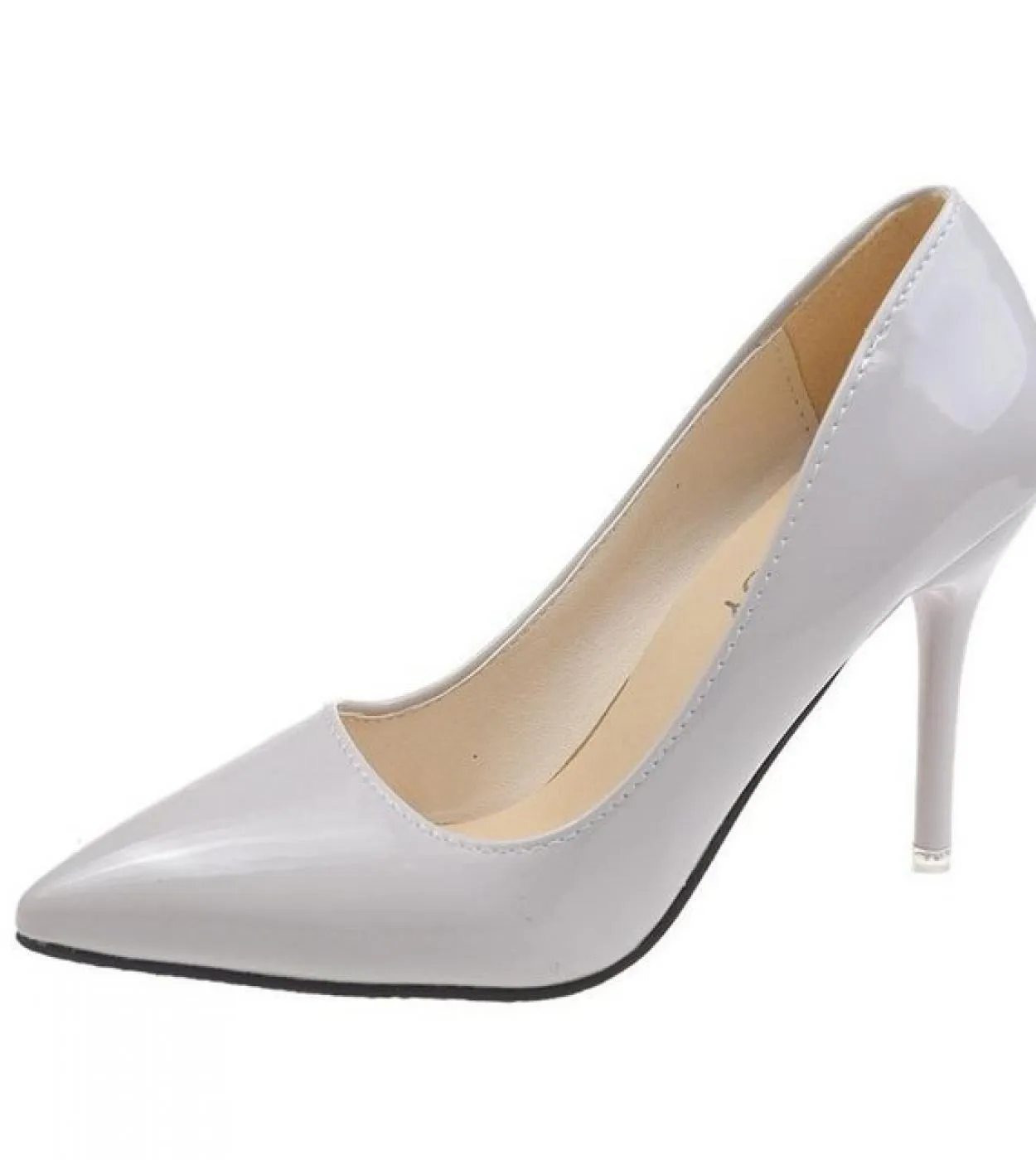 Moda Tacco Alto Stiletto Bocca Superficiale Tinta Unita Slipon Scarpe Tacchi Alti da Donna Pu Ufficio Punta A Punta Plus Size Hi