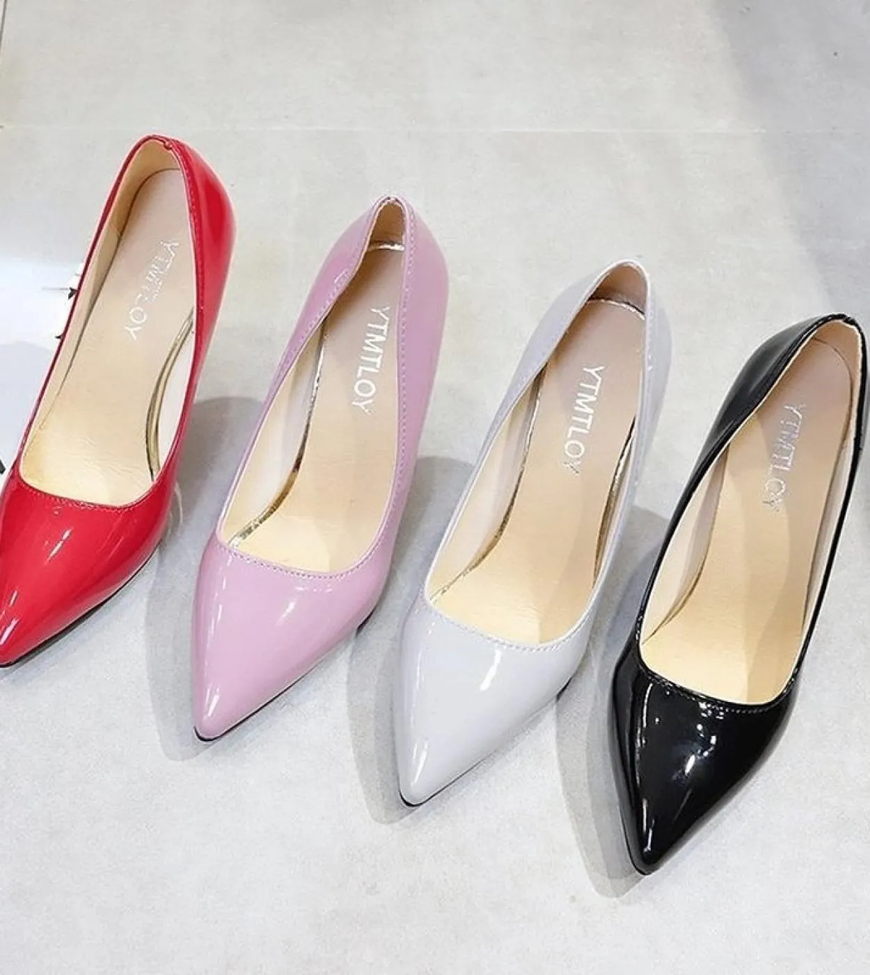 Moda Tacco Alto Stiletto Bocca Superficiale Tinta Unita Slipon Scarpe Tacchi Alti da Donna Pu Ufficio Punta A Punta Plus Size Hi