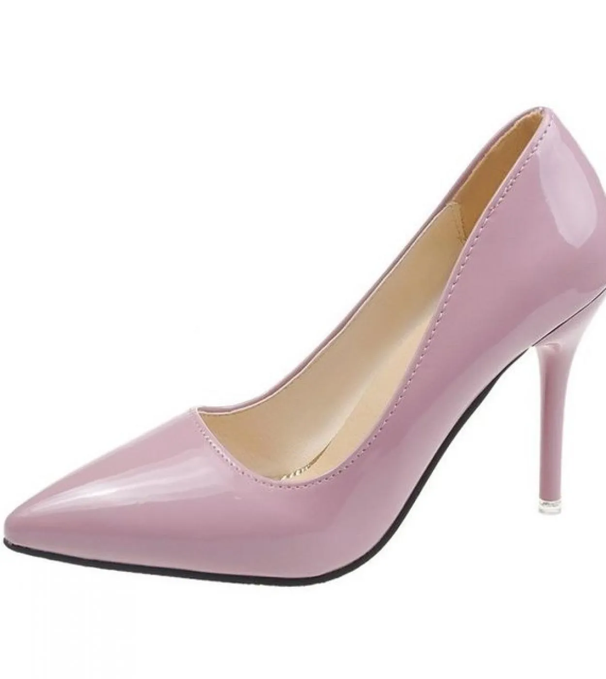 Moda Tacco Alto Stiletto Bocca Superficiale Tinta Unita Slipon Scarpe Tacchi Alti da Donna Pu Ufficio Punta A Punta Plus Size Hi
