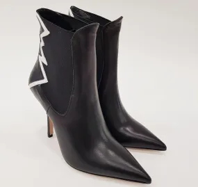 NOA TRONCHETTO TACCO ALTO 10,5 CM. PELLE NERO-BIANCO ART.81