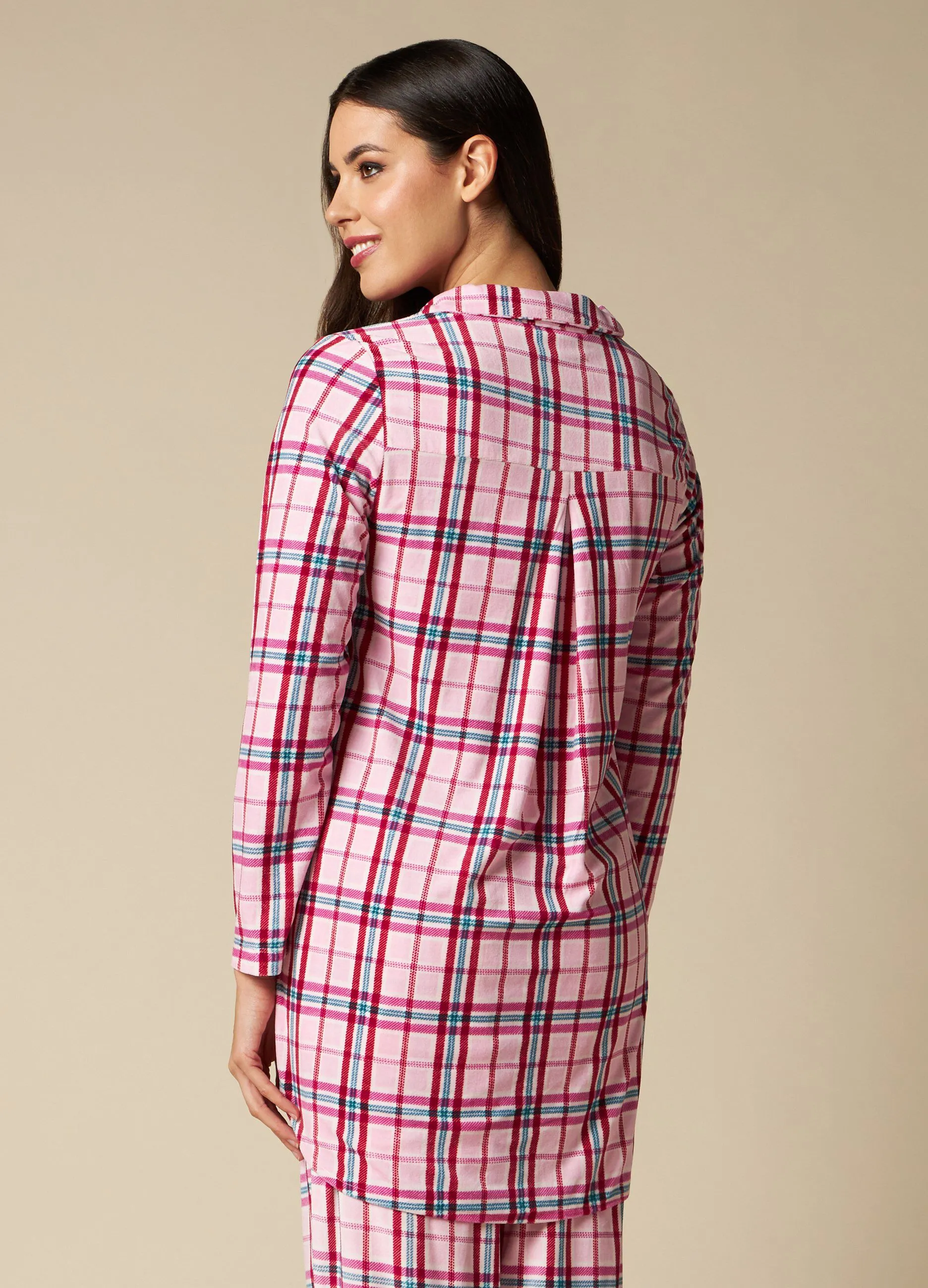 NYMOS  Camicia da notte in ciniglia a quadri donna