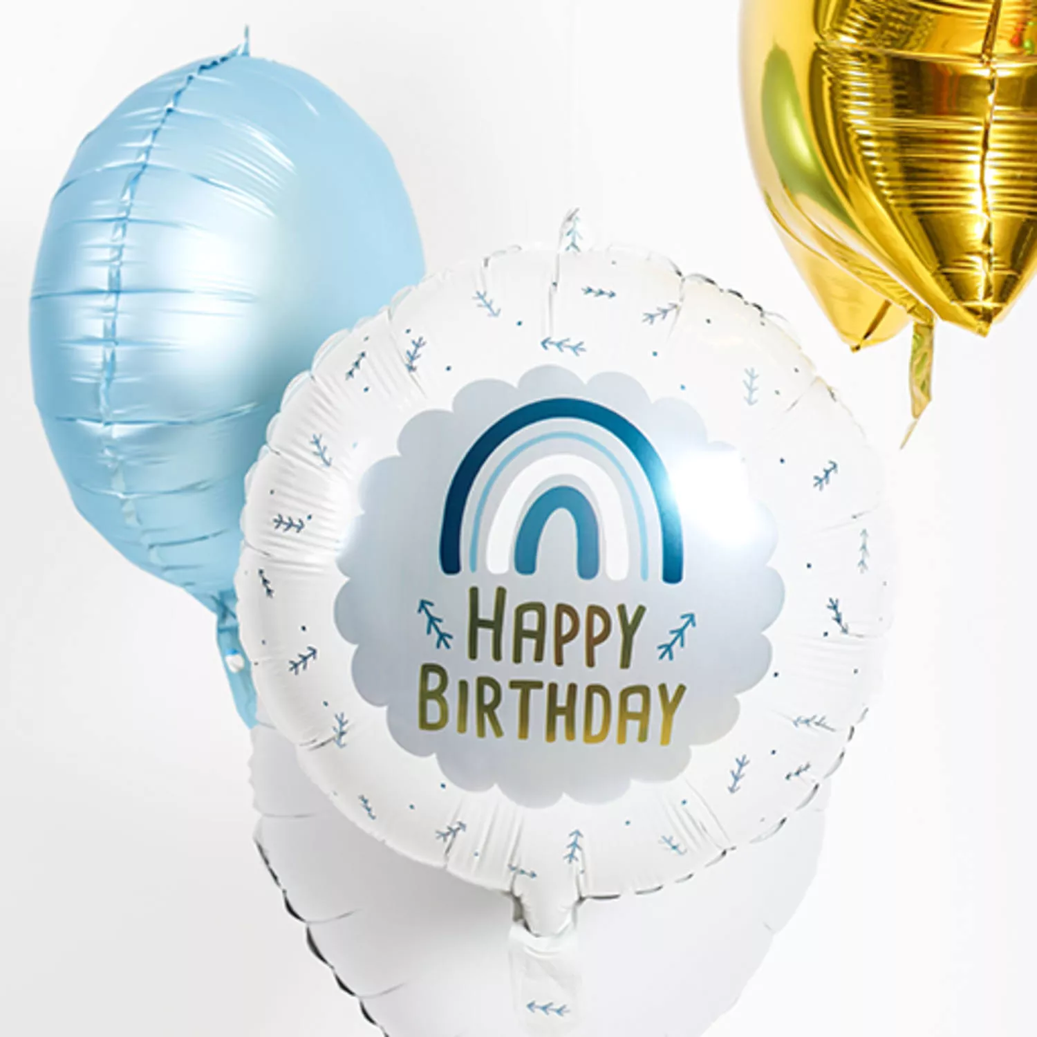 Palloncino arcobaleno blu buon compleanno 45 cm