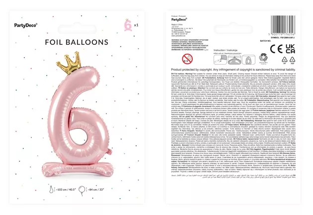 Palloncino in alluminio rosa chiaro numero 6