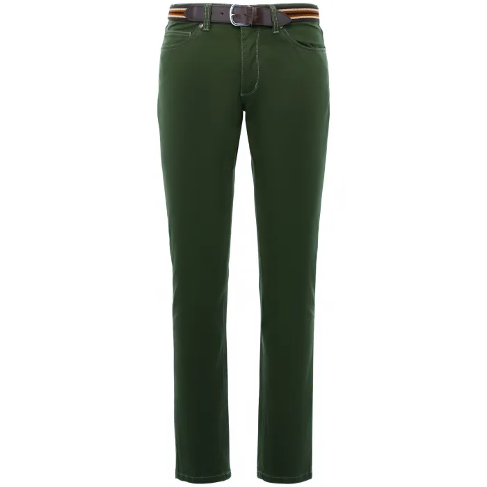 Pantaloni 5 tasche Exner in cotone elasticizzato Verde scuro
