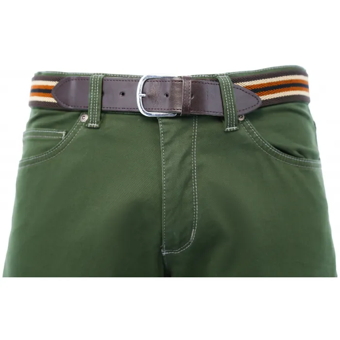Pantaloni 5 tasche Exner in cotone elasticizzato Verde scuro