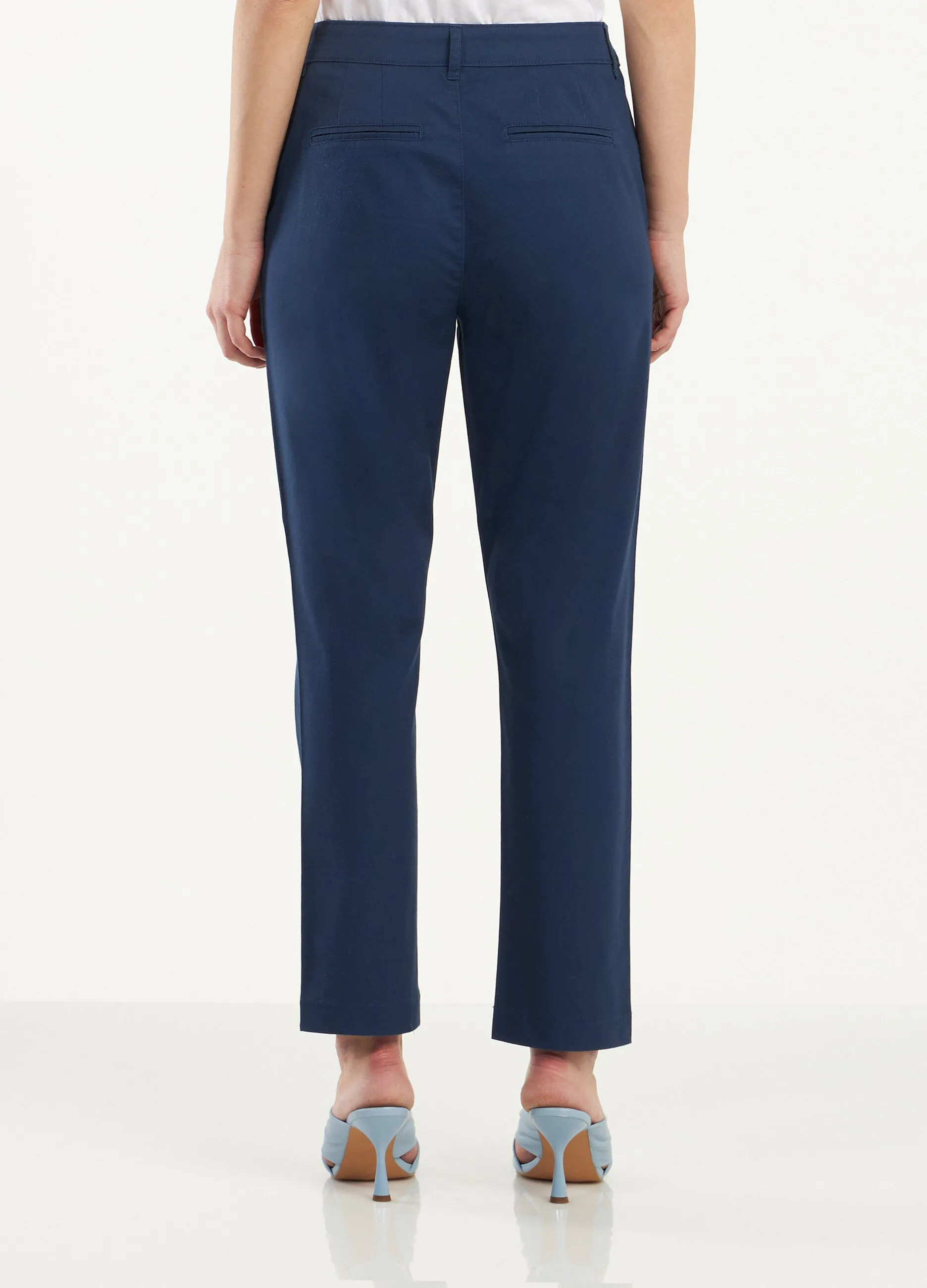Pantaloni a vita alta  in cotone elasticizzato donna