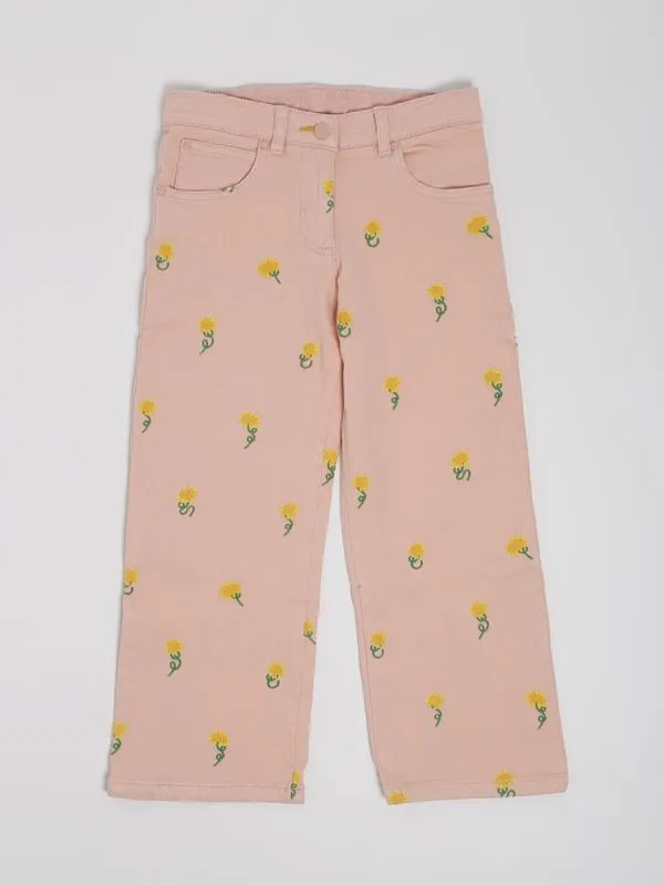 Pantaloni bambina Stella McCartney con ricami in cotone stretch Rosa