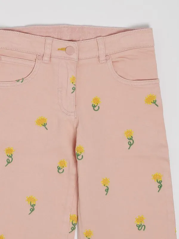 Pantaloni bambina Stella McCartney con ricami in cotone stretch Rosa