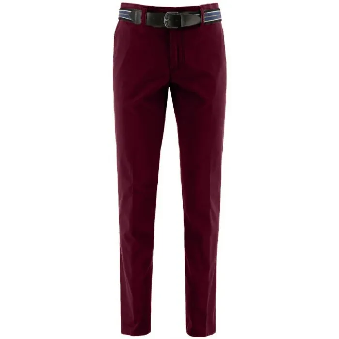 Pantaloni di cotone bordeaux con allungamento