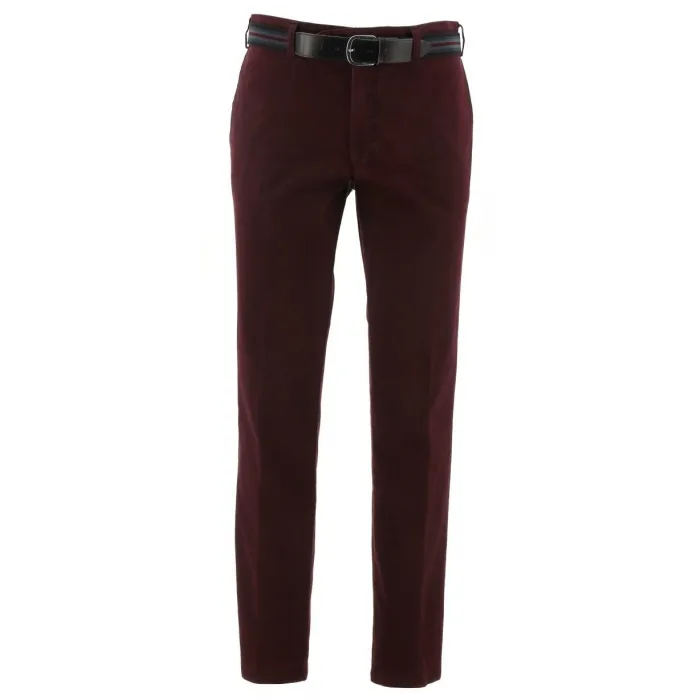 Pantaloni di cotone bordeaux con allungamento