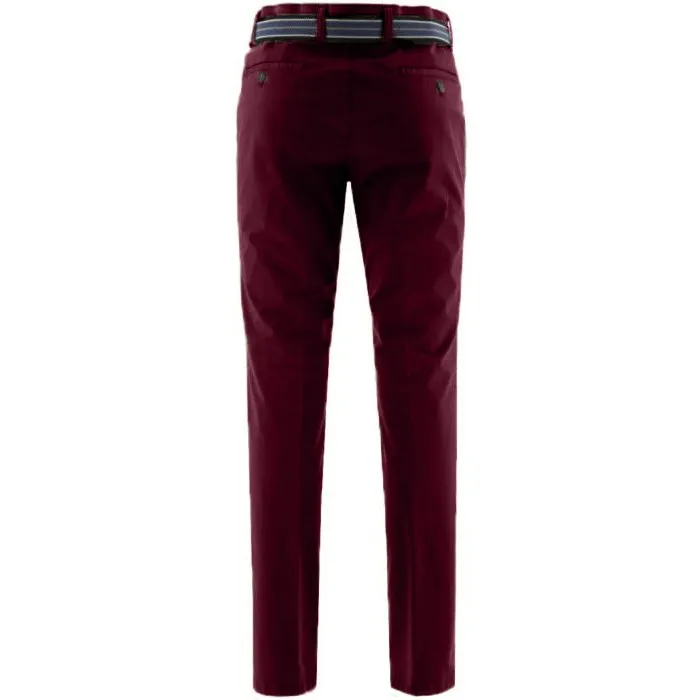 Pantaloni di cotone bordeaux con allungamento