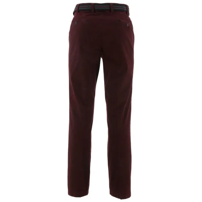 Pantaloni di cotone bordeaux con allungamento