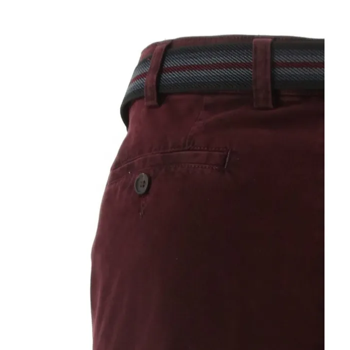 Pantaloni di cotone bordeaux con allungamento