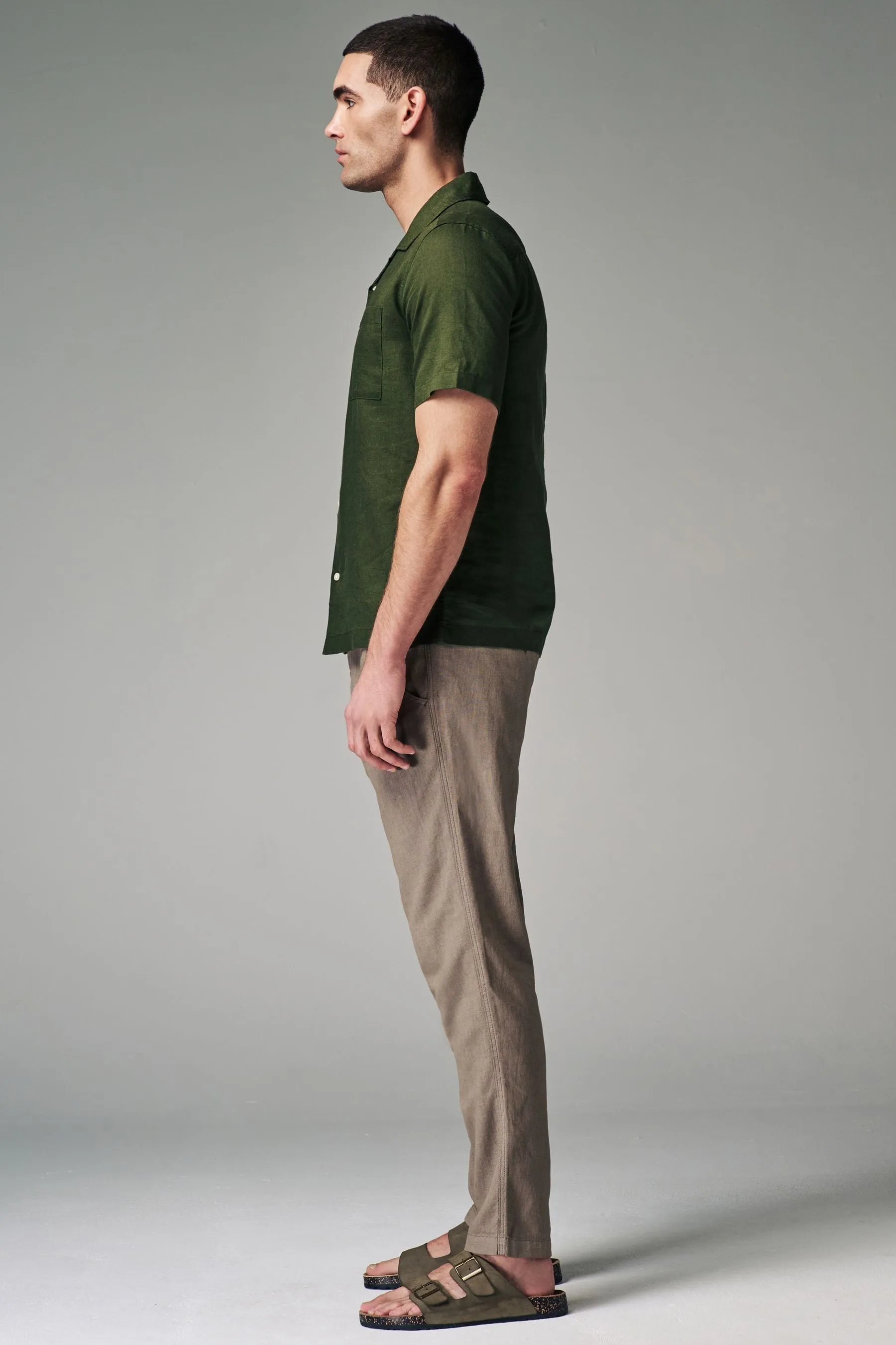 Pantaloni elasticizzato con coulisse in lino e cotone