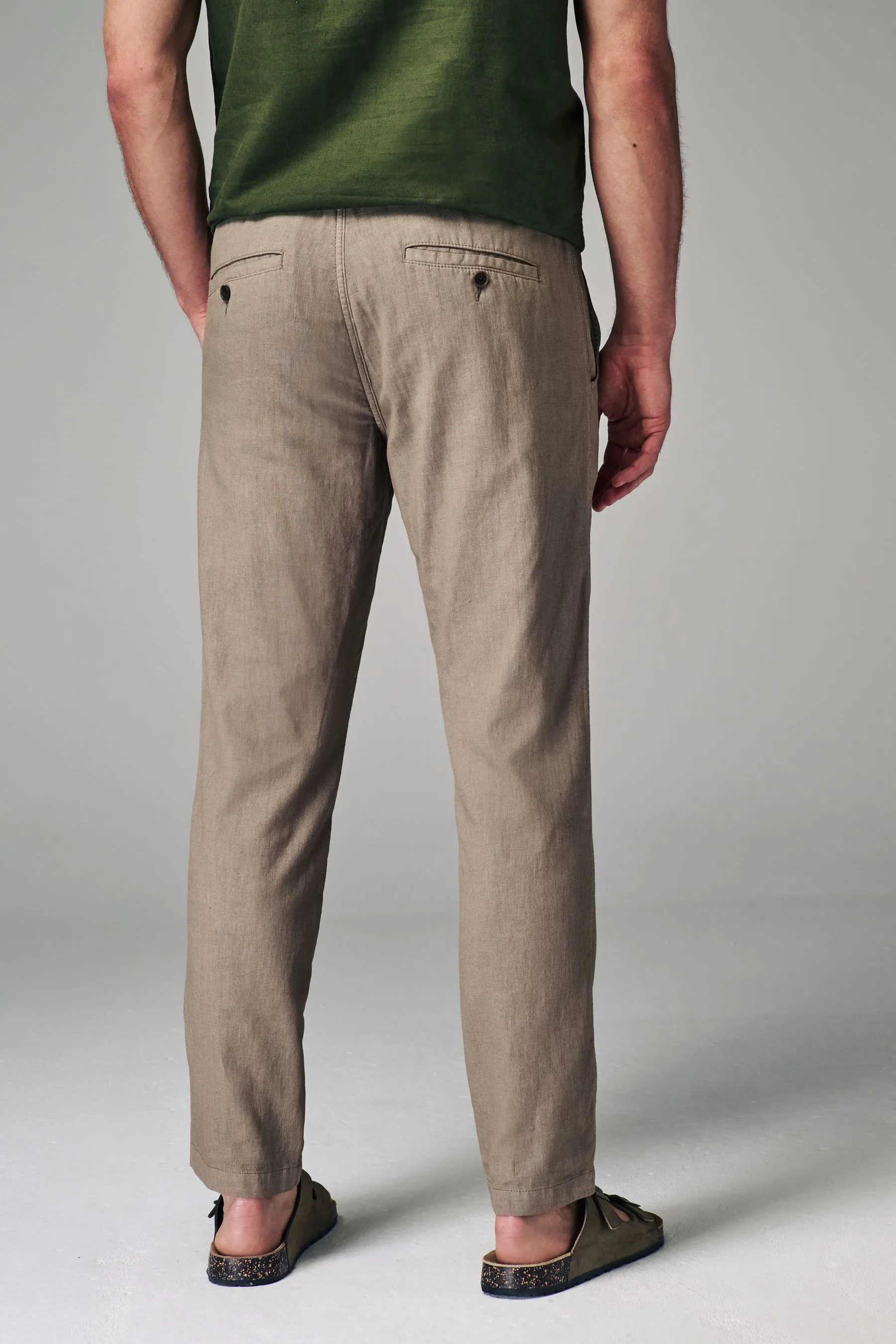 Pantaloni elasticizzato con coulisse in lino e cotone