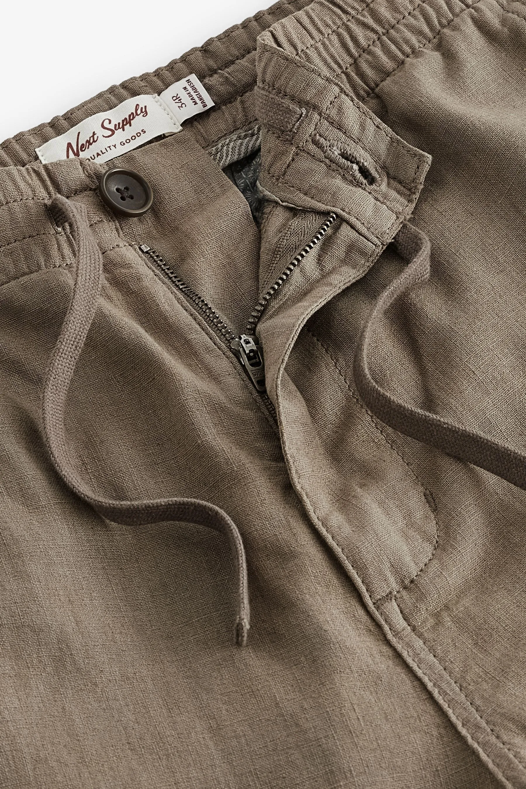 Pantaloni elasticizzato con coulisse in lino e cotone