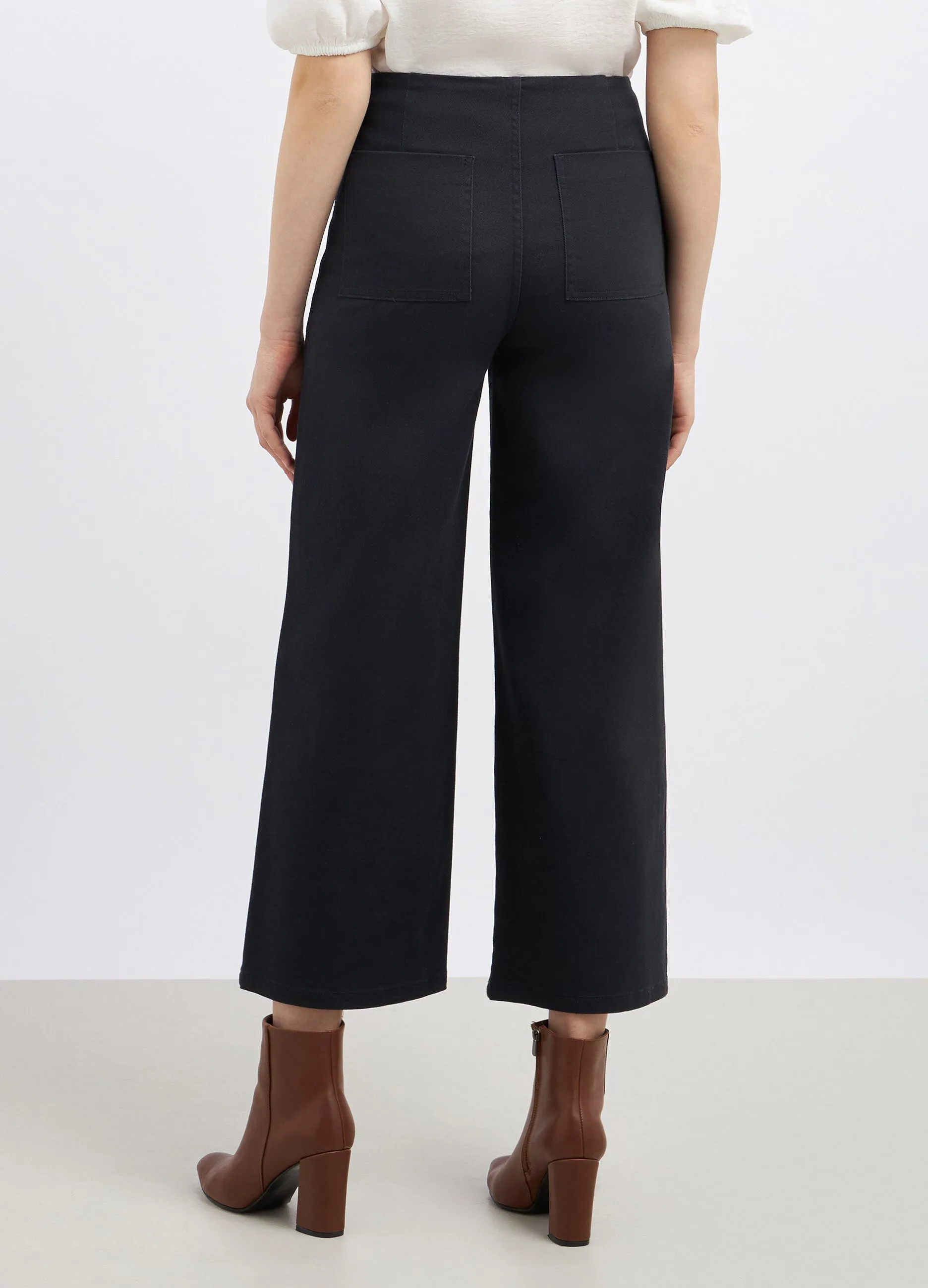 Pantaloni in cotone stretch wide leg donna