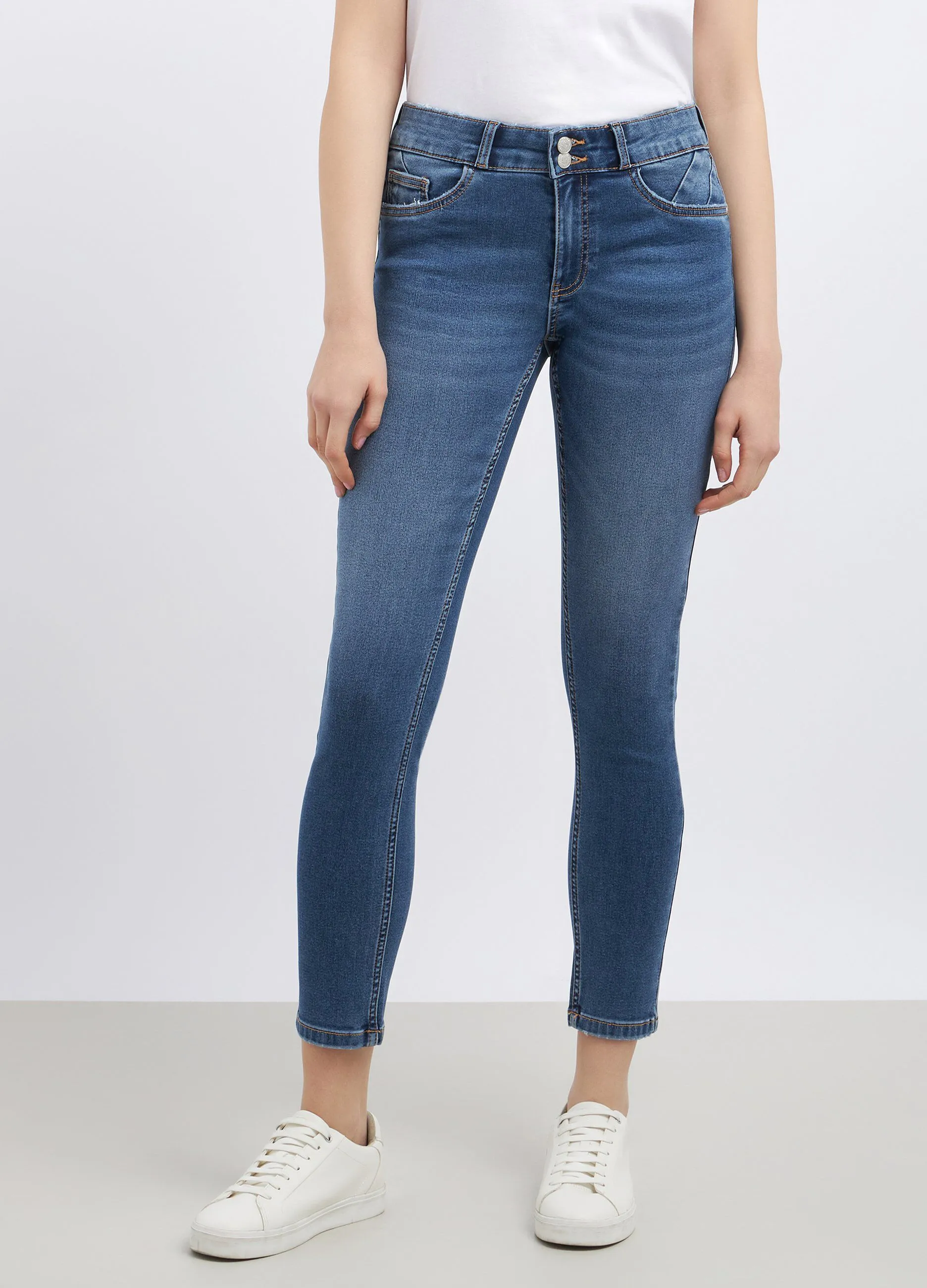 Pantaloni in denim di misto cotone stretch donna