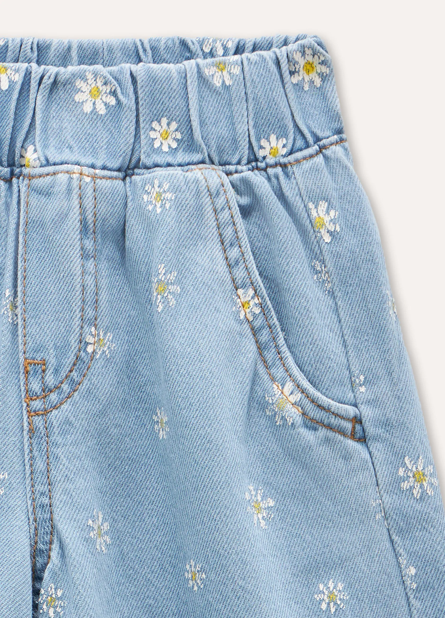 Pantaloni in denim di puro cotone wide leg bambina