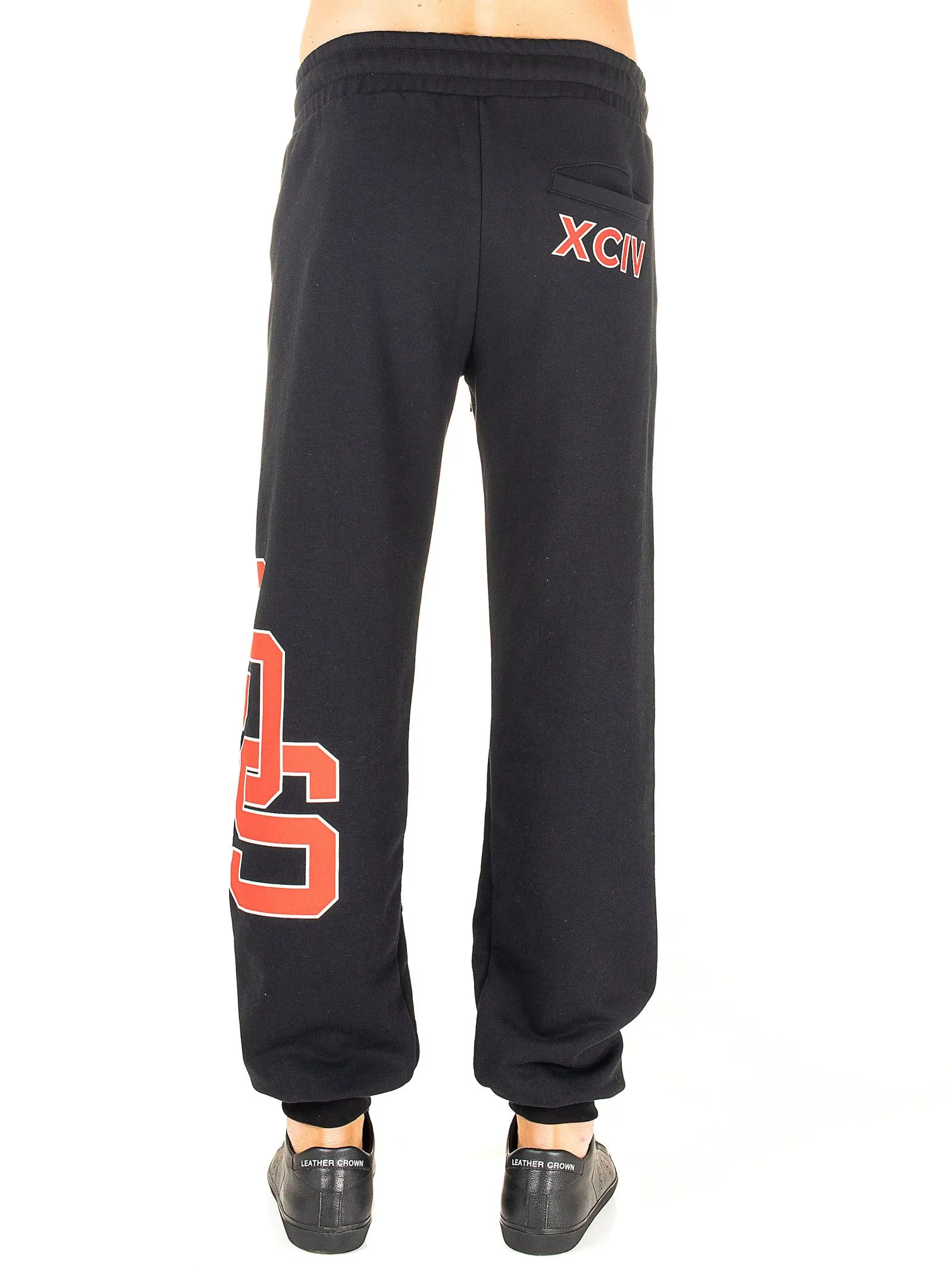 PANTALONI NERO IN COTONE CON STAMPA LOGO DEL COLLEGE GCDS