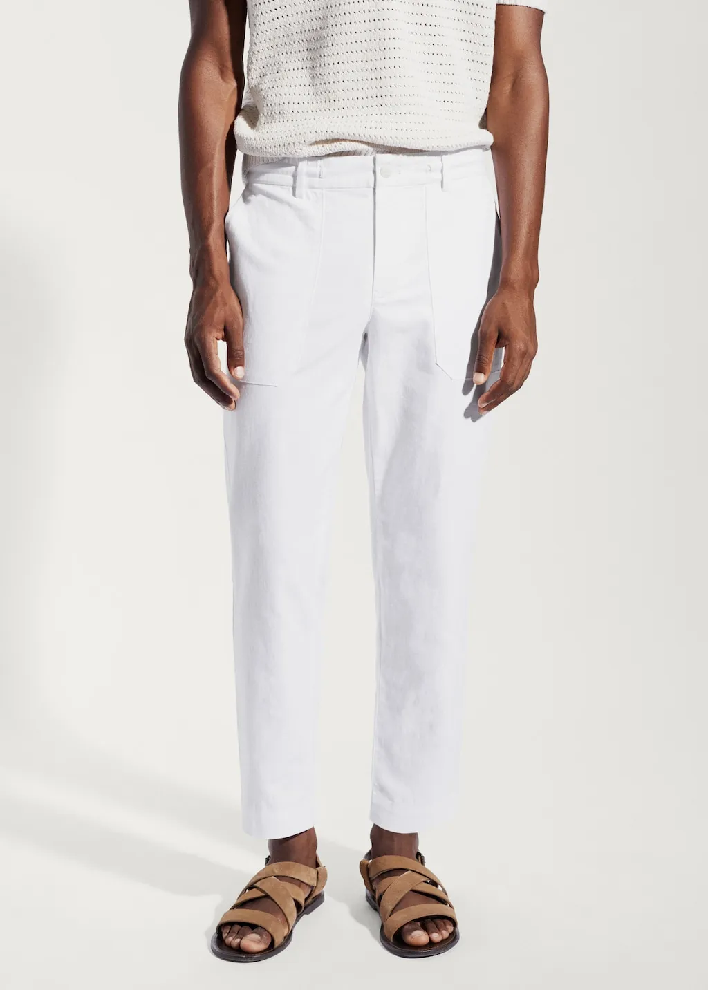 Pantaloni regular fit cotone lino