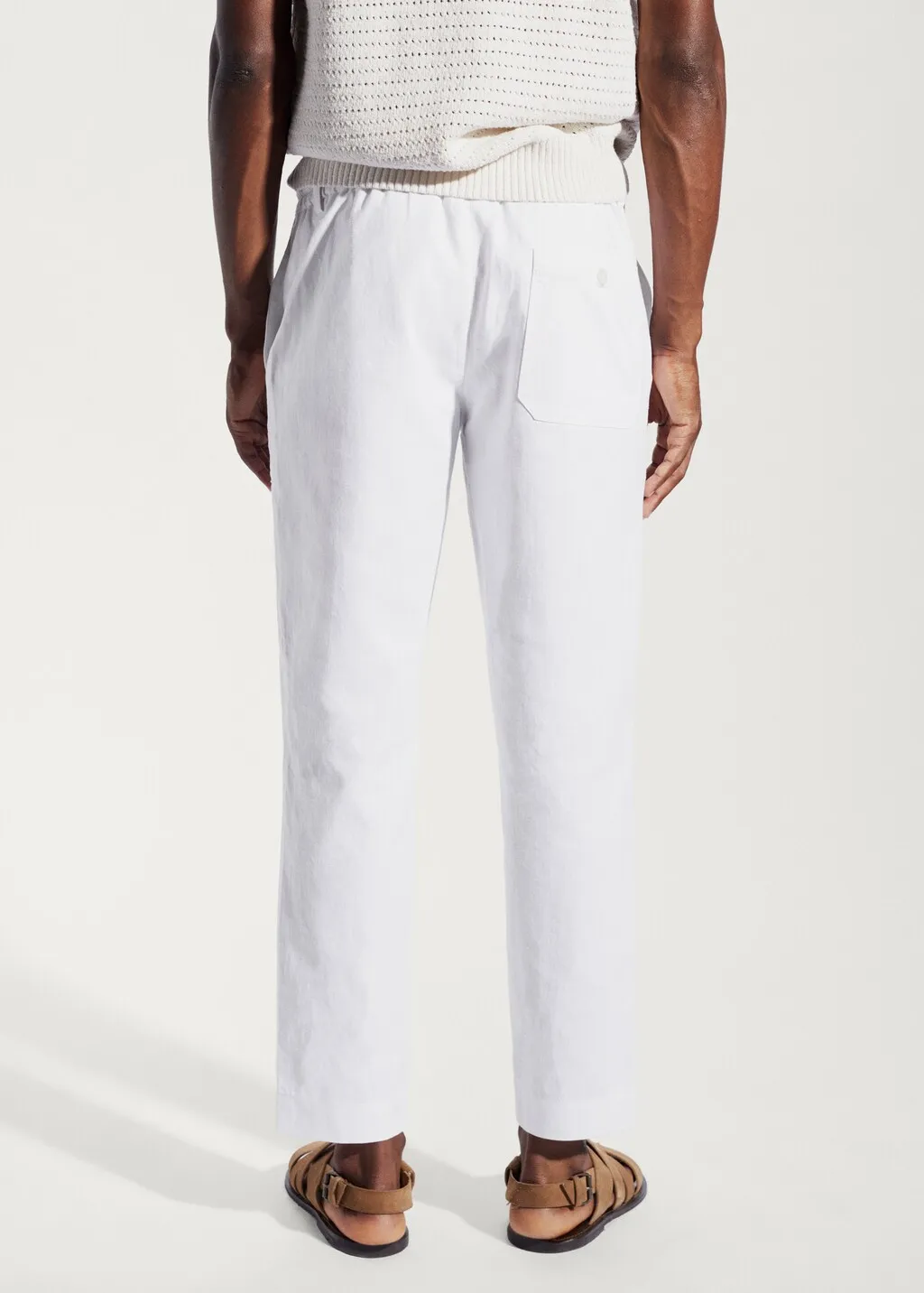 Pantaloni regular fit cotone lino