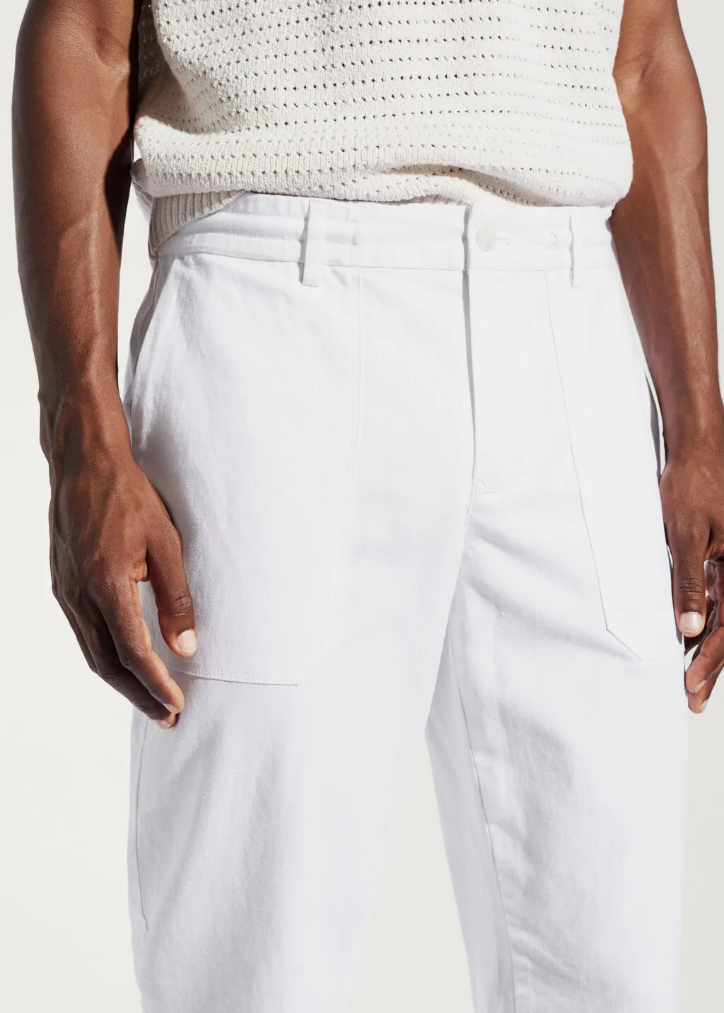 Pantaloni regular fit cotone lino