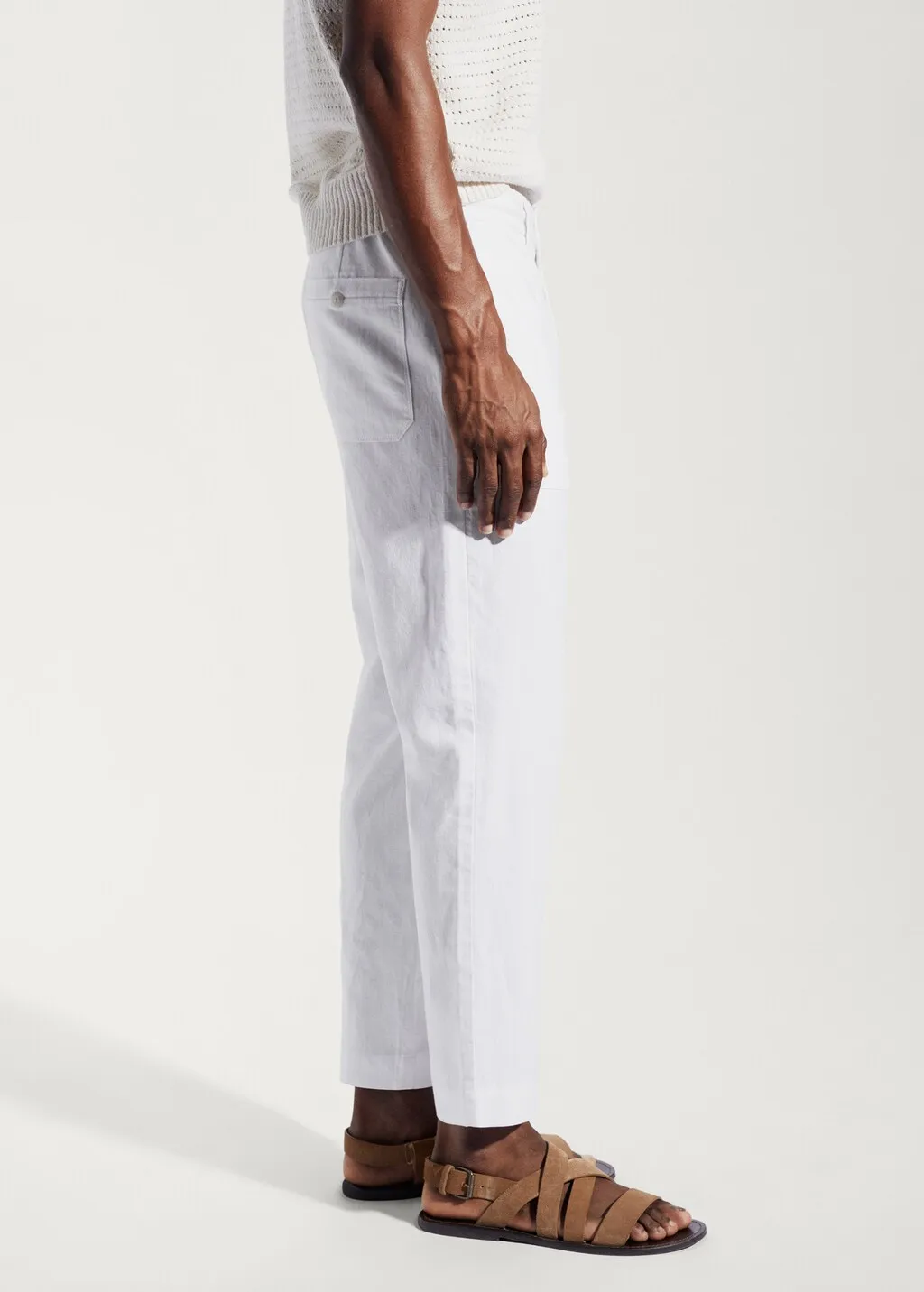 Pantaloni regular fit cotone lino