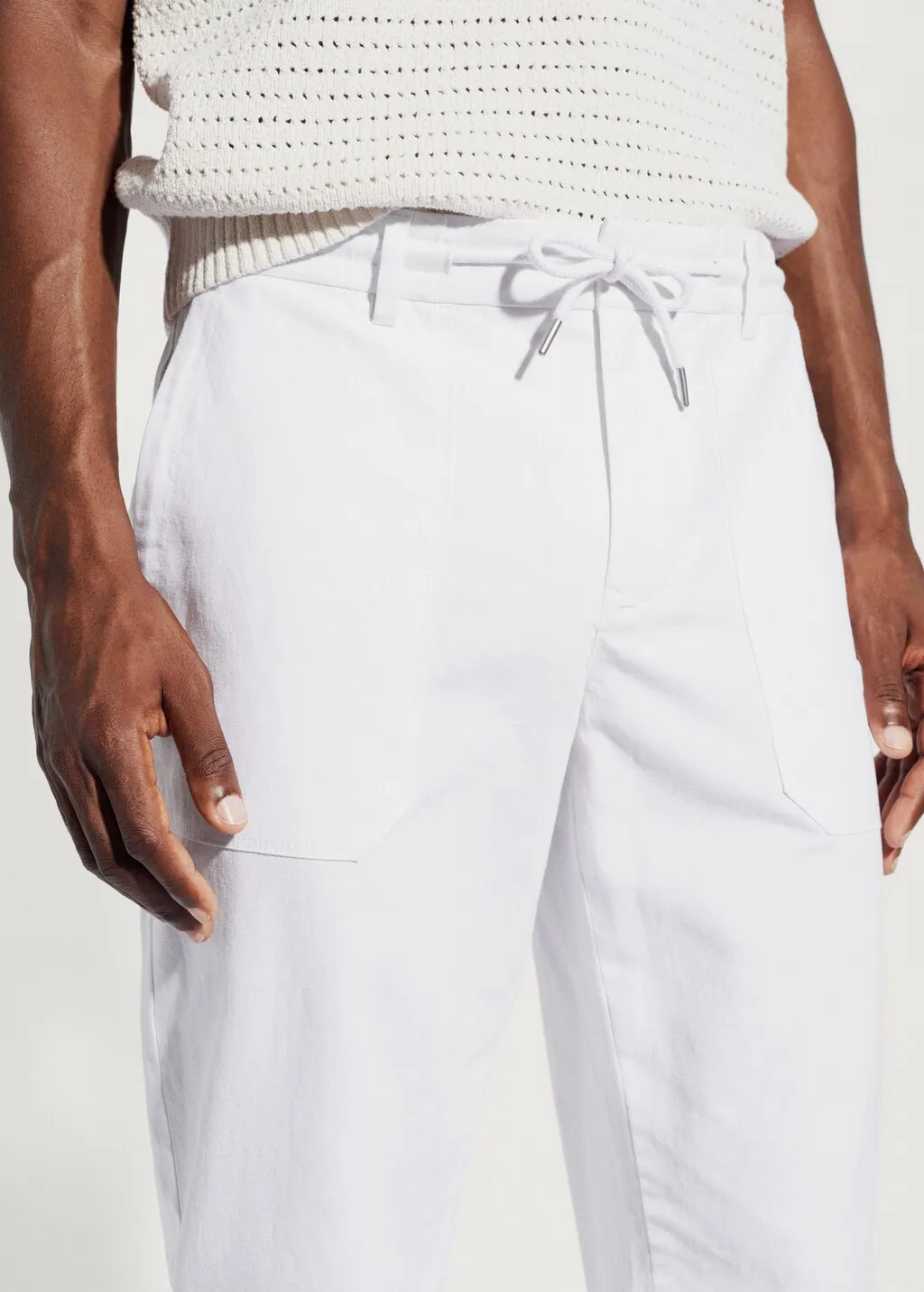 Pantaloni regular fit cotone lino