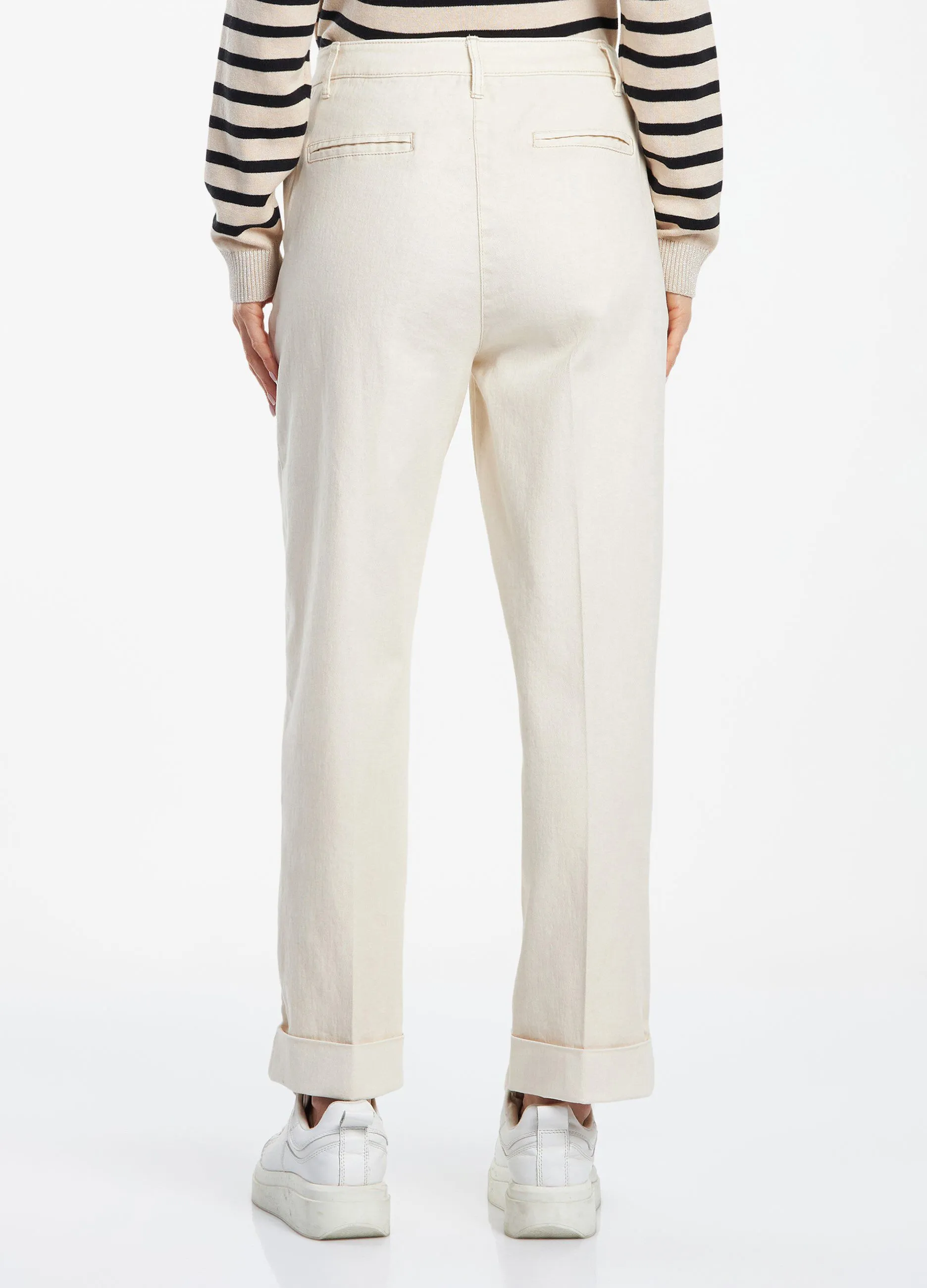 Pantaloni wide leg in misto cotone donna