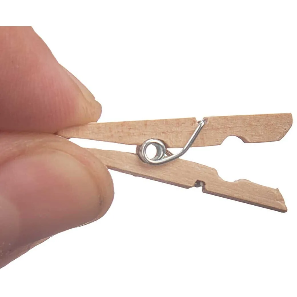 Pinzette piccole in legno naturale - 15 pz.