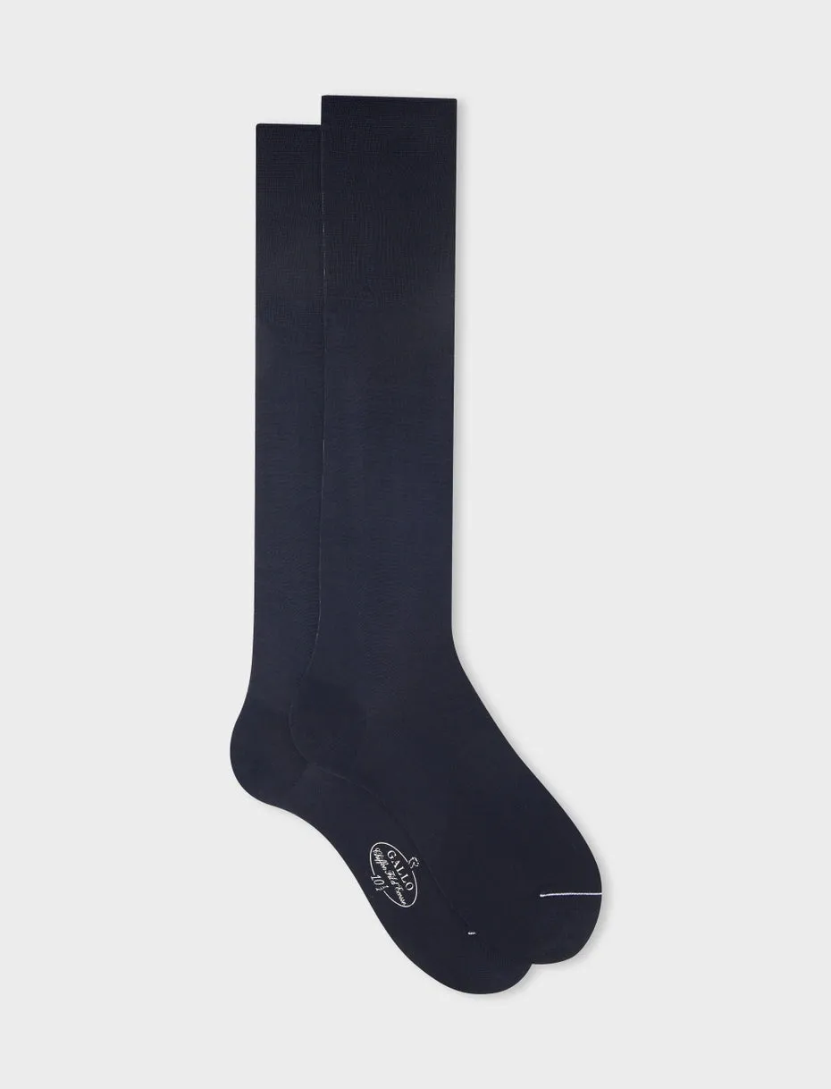 Plain Chiffon Long Socks / Blue