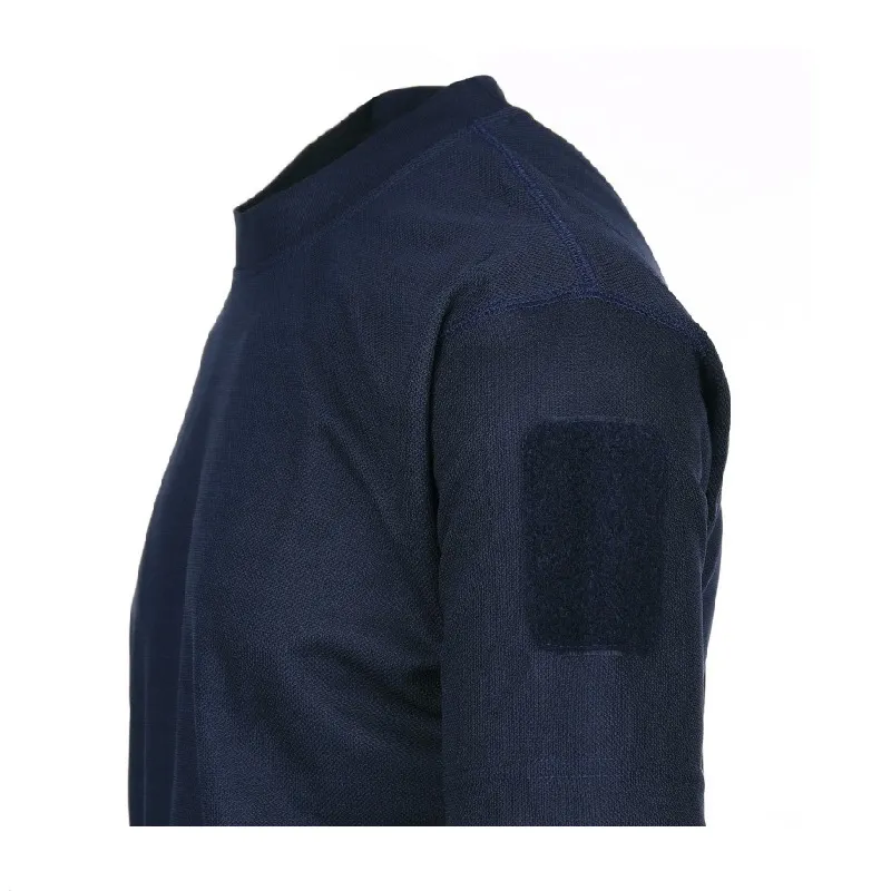 Polo tattica polizia locale Emilia Romagna materiale tecnico no stiro con velcro al braccio e portapenna blu