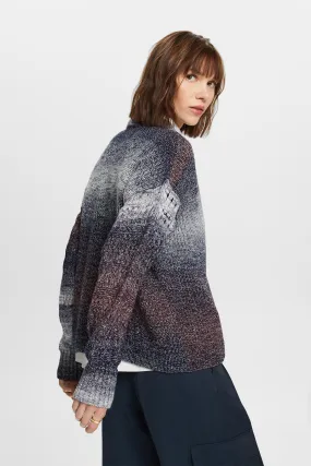 Pullover a lupetto con effetto sfumato, in maglia aperta