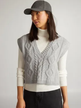 Pullover senza maniche in maglia - grigio