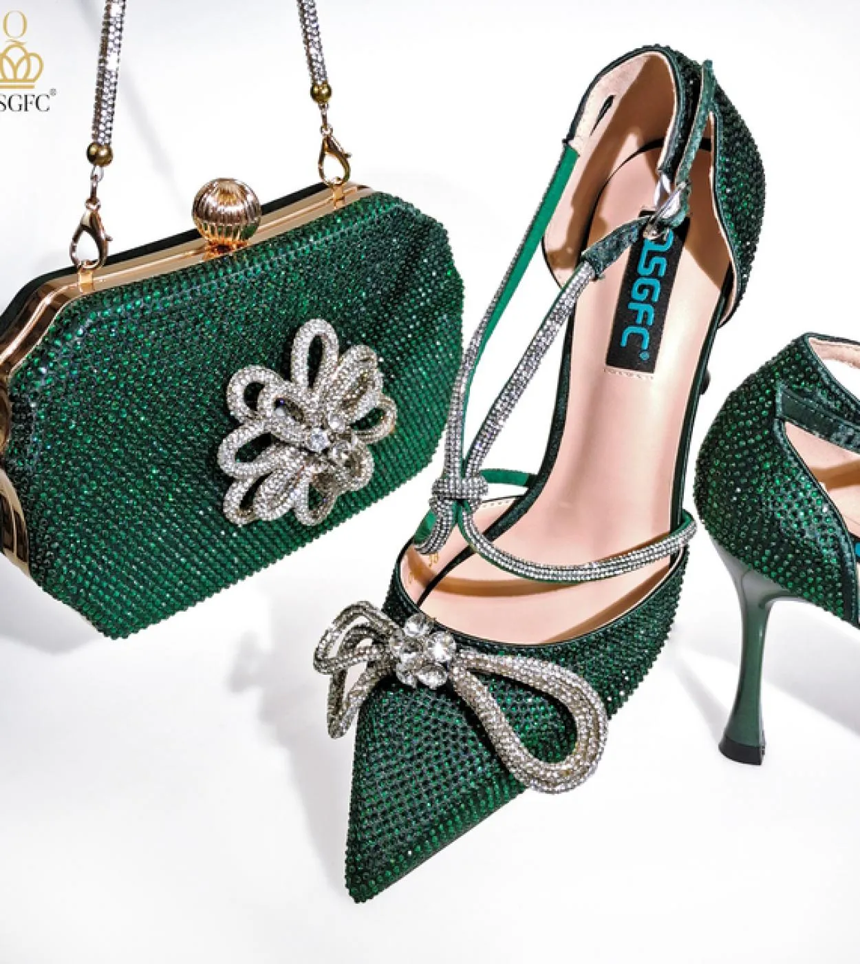 Qsgfc Usura Quotidiana Punta A Punta Stiletto Nero Strass E Diamante Farfalla Design Scarpe Da Festa Scarpe E Borsa Da Donna