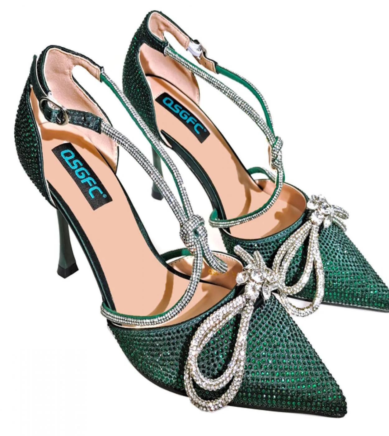 Qsgfc Usura Quotidiana Punta A Punta Stiletto Nero Strass E Diamante Farfalla Design Scarpe Da Festa Scarpe E Borsa Da Donna