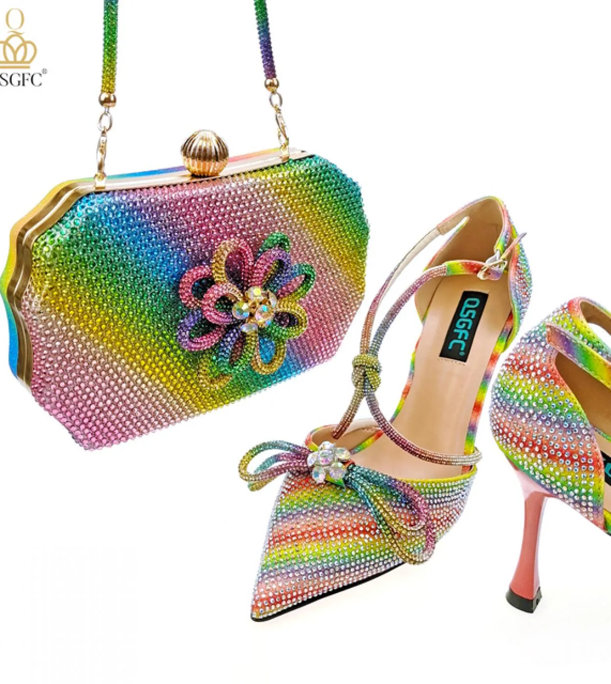 Qsgfc Usura Quotidiana Punta A Punta Stiletto Nero Strass E Diamante Farfalla Design Scarpe Da Festa Scarpe E Borsa Da Donna
