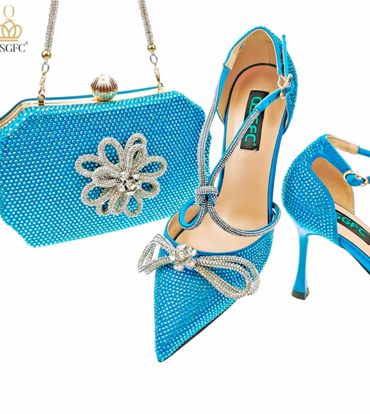 Qsgfc Usura Quotidiana Punta A Punta Stiletto Nero Strass E Diamante Farfalla Design Scarpe Da Festa Scarpe E Borsa Da Donna