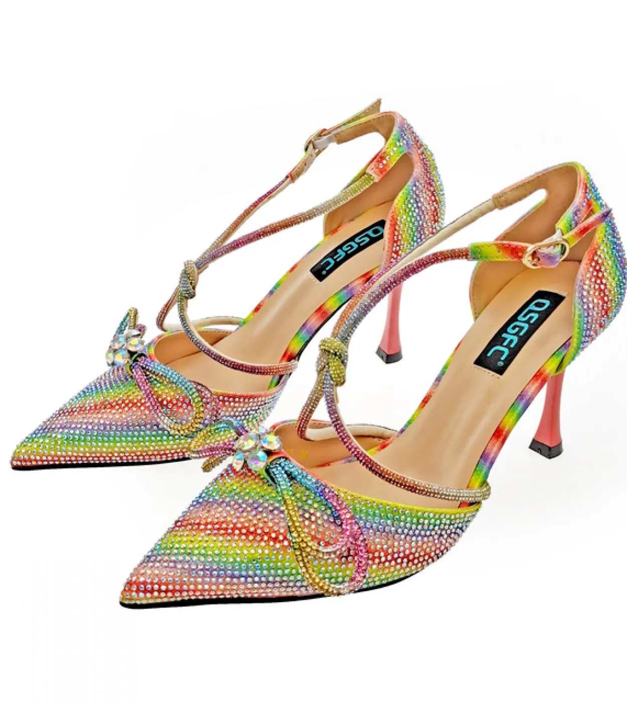 Qsgfc Usura Quotidiana Punta A Punta Stiletto Nero Strass E Diamante Farfalla Design Scarpe Da Festa Scarpe E Borsa Da Donna
