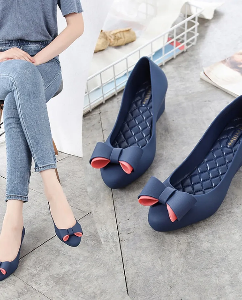 Scarpe da donna basse Zeppe Sandali a punta Sandali da donna Moda Slip On con nodo a farfalla Scarpe da donna Casual Baotou Outs