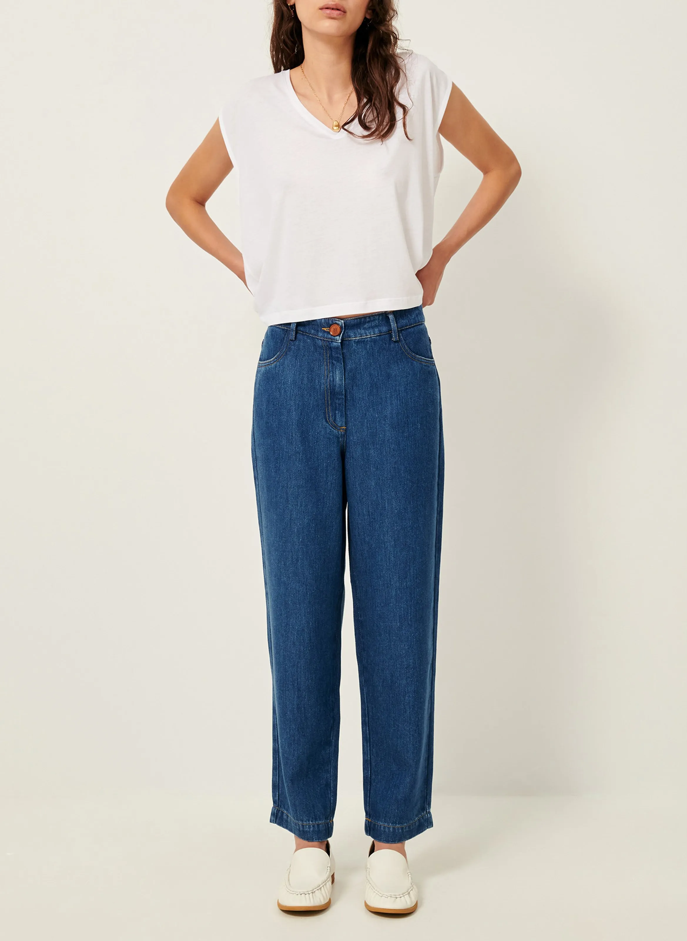  SESSUN   THE V - T-shirt ampia scollo a V | Bianco