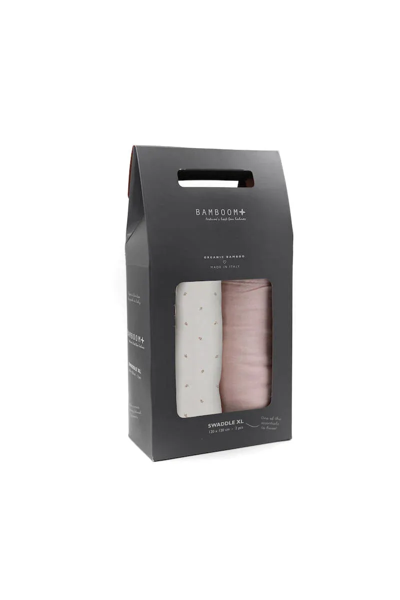 Swaddle Muslin XL 2 Pack multi-uso 120x120cm Roses / Rosa