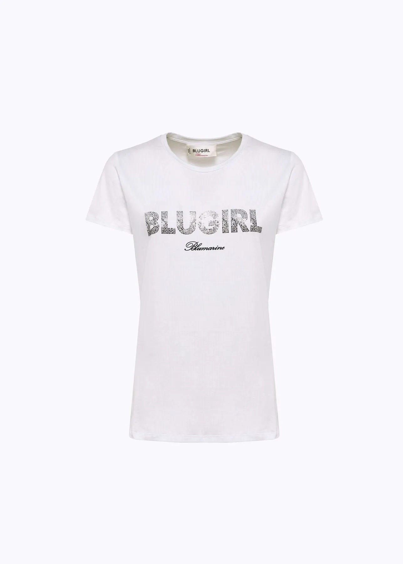 T-shirt in jersey con logo e borchie blugirl