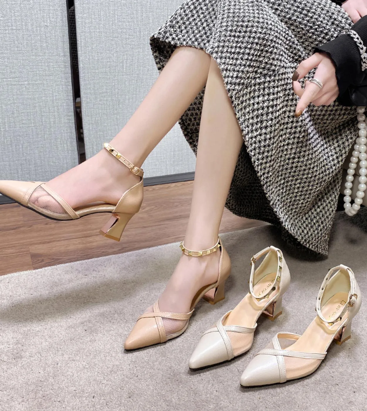 Tacchi alti Donna Sandali Primavera Estate Chunky Donna Scarpe 2022 Nuovi Classici Punta a punta Pompe Scarpe Mujer Moda Slipp